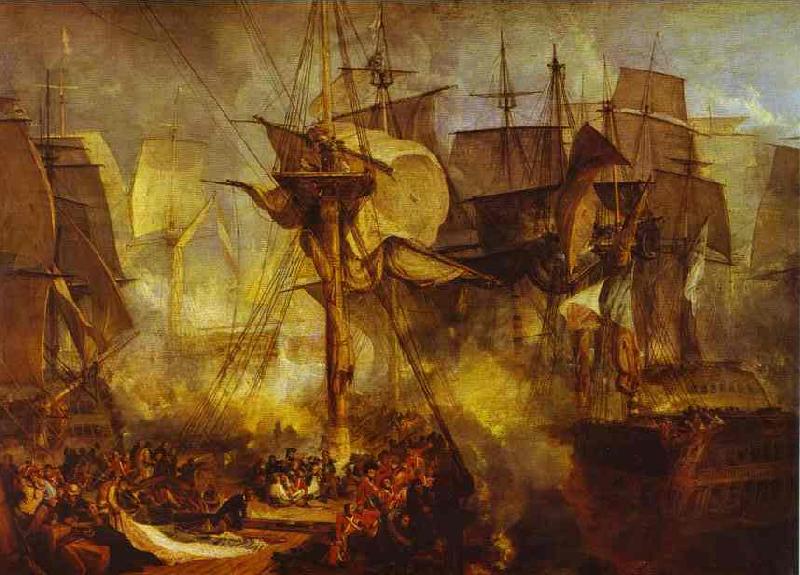 J.M.W. Turner Battle of Trafalgar as Seen from the Mizen Starboard Shrouds of the Victory oil painting picture